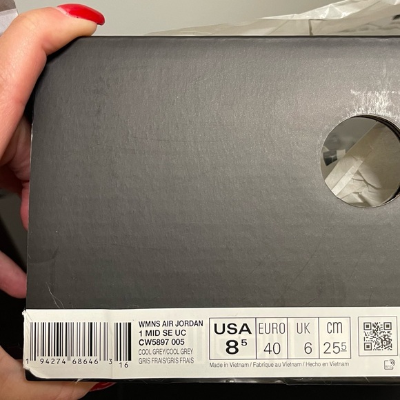 Women Nike Jordan 1 Sneaker Cool Grey Suede Dipped Purple Leather SZ 8.5 CW9857 - Picture 10 of 11